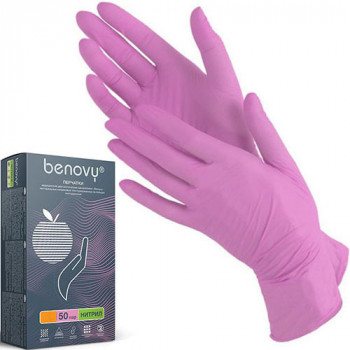 Перчатки BENOVY, размер  XS, розовые, 100 штук